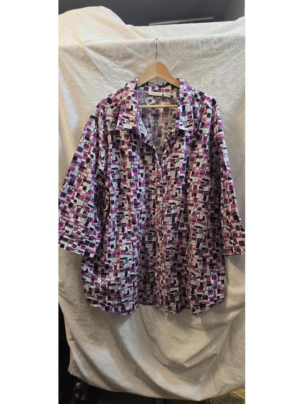 Chelsea Studio Plus Size 4X Printed Button-Front Blouse